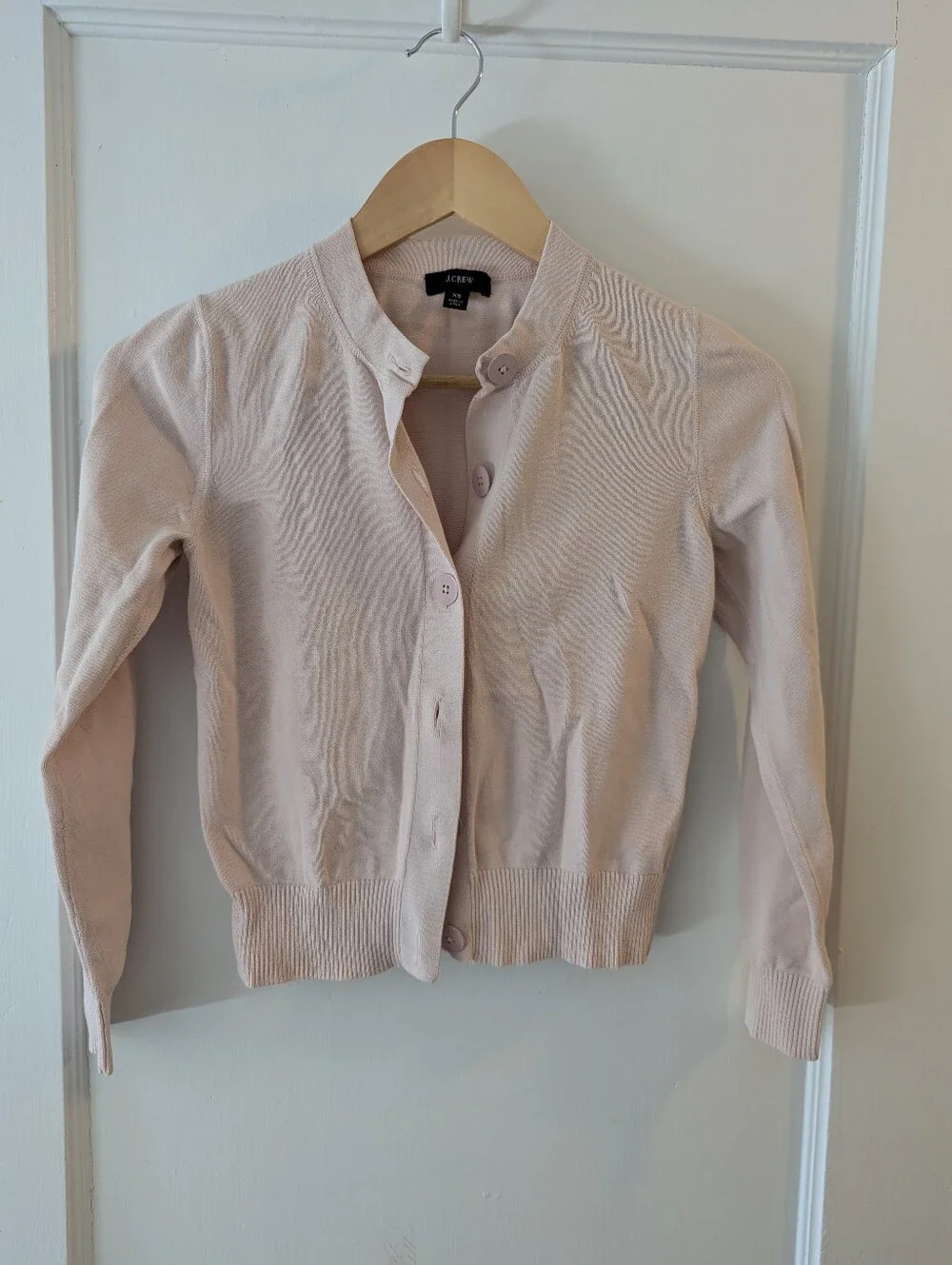 J.Crew Cardigan Sweater In Cotton Crepe, Shell Pink, XS